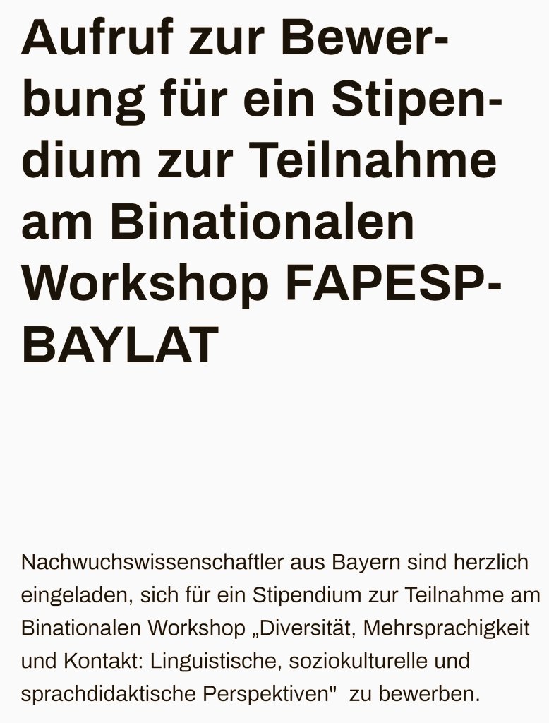 JoachimSteffen's tweet photo. Stipendien für binationalen Workshop in São Paulo/Augsburg:

https://t.co/Wr5Zmw0GJ1

@BAYLAT_BAVIERA https://t.co/N5ta3Avty0