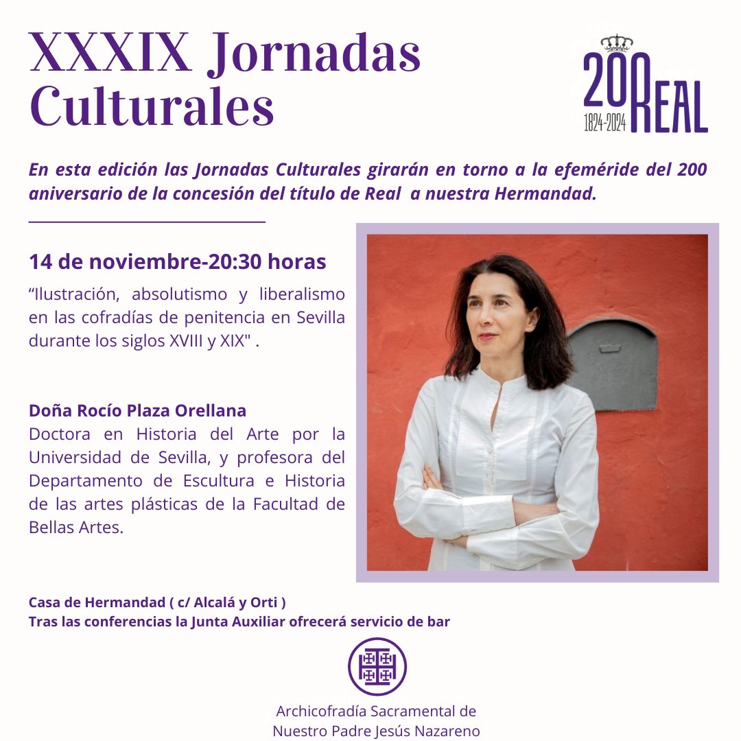 𝐉𝐨𝐫𝐧𝐚𝐝𝐚𝐬 𝐂𝐮𝐥𝐭𝐮𝐫𝐚𝐥𝐞𝐬 // Mañana a  las 20:30 horas en la Hermandad tendrá lugar la segunda de las conferencias de las Jornadas Culturales.

¡Te esperamos!

Servicio de bar atendido por la Junta Auxiliar.
