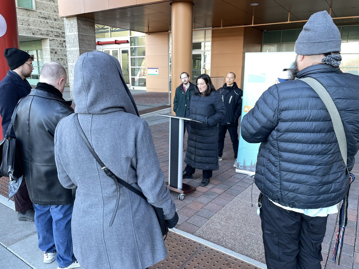 EcologyOttawa's tweet photo. We’re here at #OttCity Hall for the press conference releasing @ott_alt_budget for 2025.
We need a budget that works for all Ottawans—advancing affordable housing, improving accessibility, building community, and lowering GHG emissions. #OttBudget https://t.co/BvkDkGmQGP