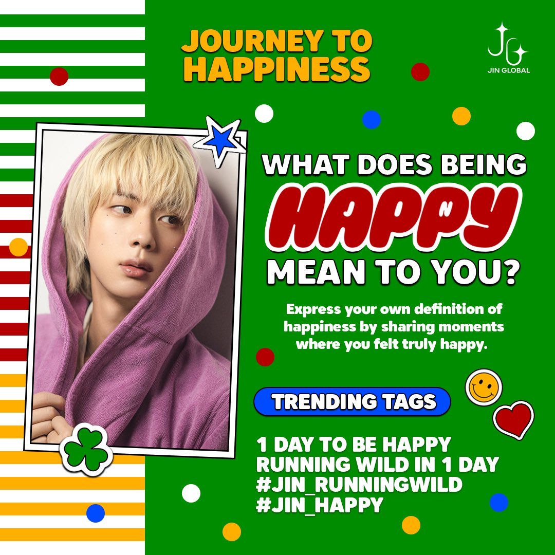 بالاخره یک روزه دیگه میتونیم آلبوم هپی رو داشته باشیم

1 DAY TO BE HAPPY
RUNNING WILD IN 1 DAY
#Jin_RunningWild #Jin_Happy