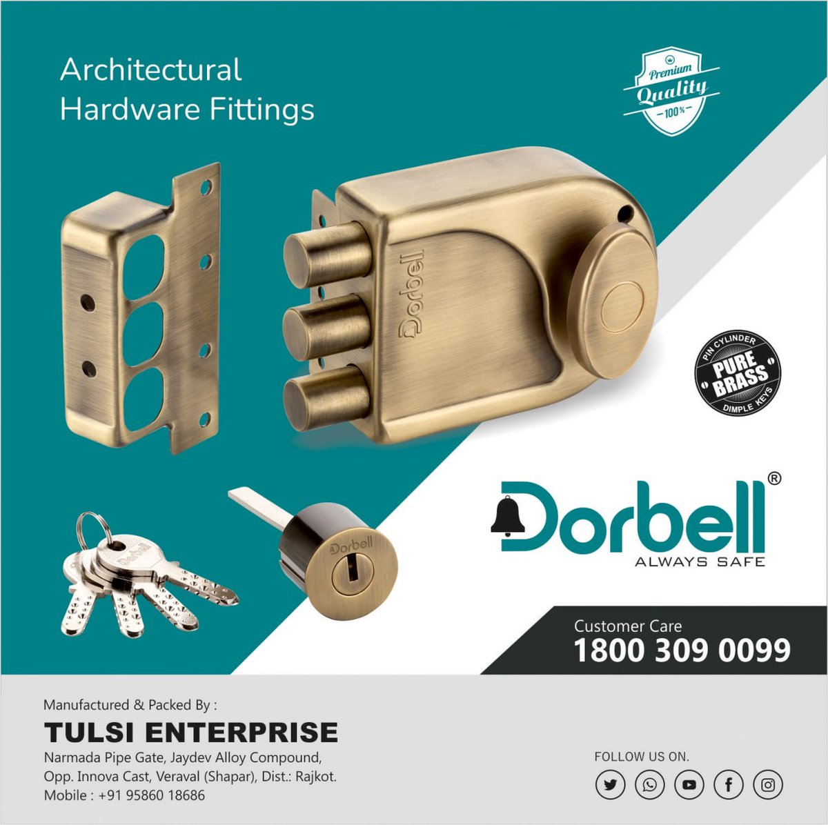 ibais_hardware's tweet photo. TULSI ENTERPRISE (RAJKOT)

For enquiry via WhatsApp click:
https://t.co/Hwe85oFtik

Mr. Vivek Patel - +91 95860 18686
Toll Free Number : 1800 309 0099
#maindoorhandle #doorlockbody #cabinethandle #pullhandle #pushhandle #hardwarefitting #doorfitting 
 .
@ibais_hardware https://t.co/UropBE8m9s