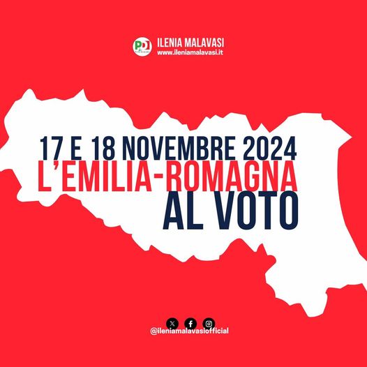 Domenica 17 e lunedì 18 si terranno le elezioni Regionali per L'Emilia Romagna, urne aperte domenica dalle 7 alle 23 e lunedì dalle 7 alle 15.
Astenersi significa consegnare nelle mani degli altri le nostre scelte.
Il futuro non aspetta: scegli di esserci, fai la differenza.