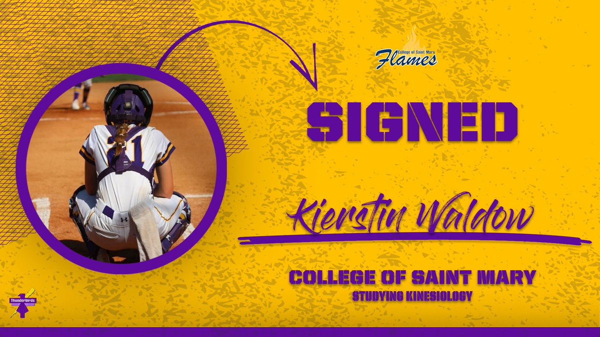 Kierstin Waldow has officially SIGNED to play softball at College of Saint Mary!

It’s a great day to be a T-bird!💜💛