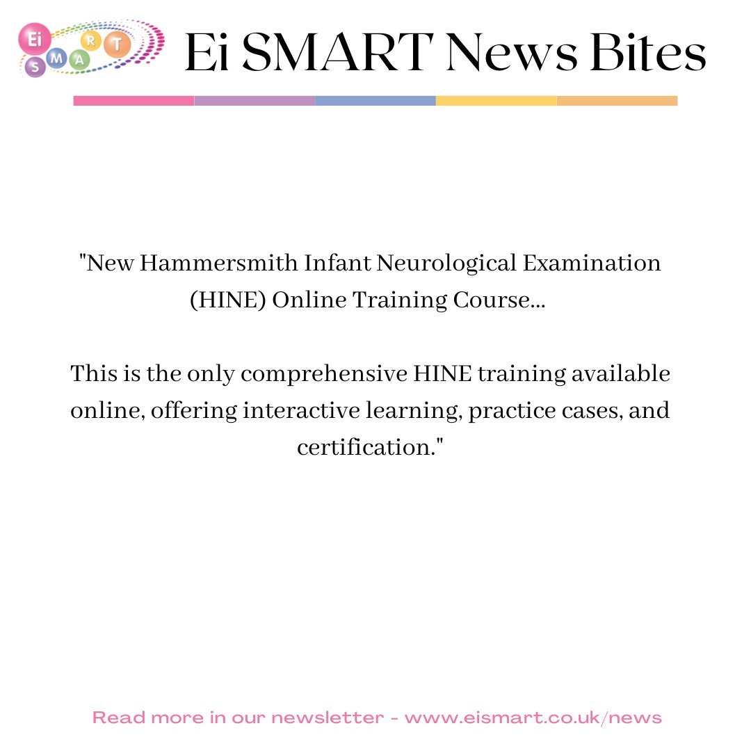 Here at Ei SMART we are excited by the new HINE Online Training Course, the only comprehensive HINE training available online.
Perfect for healthcare professionals looking to deepen their neurodevelopmental expertise. 
#ProfessionalDevelopment #Neurodevelopment #EiSMART
