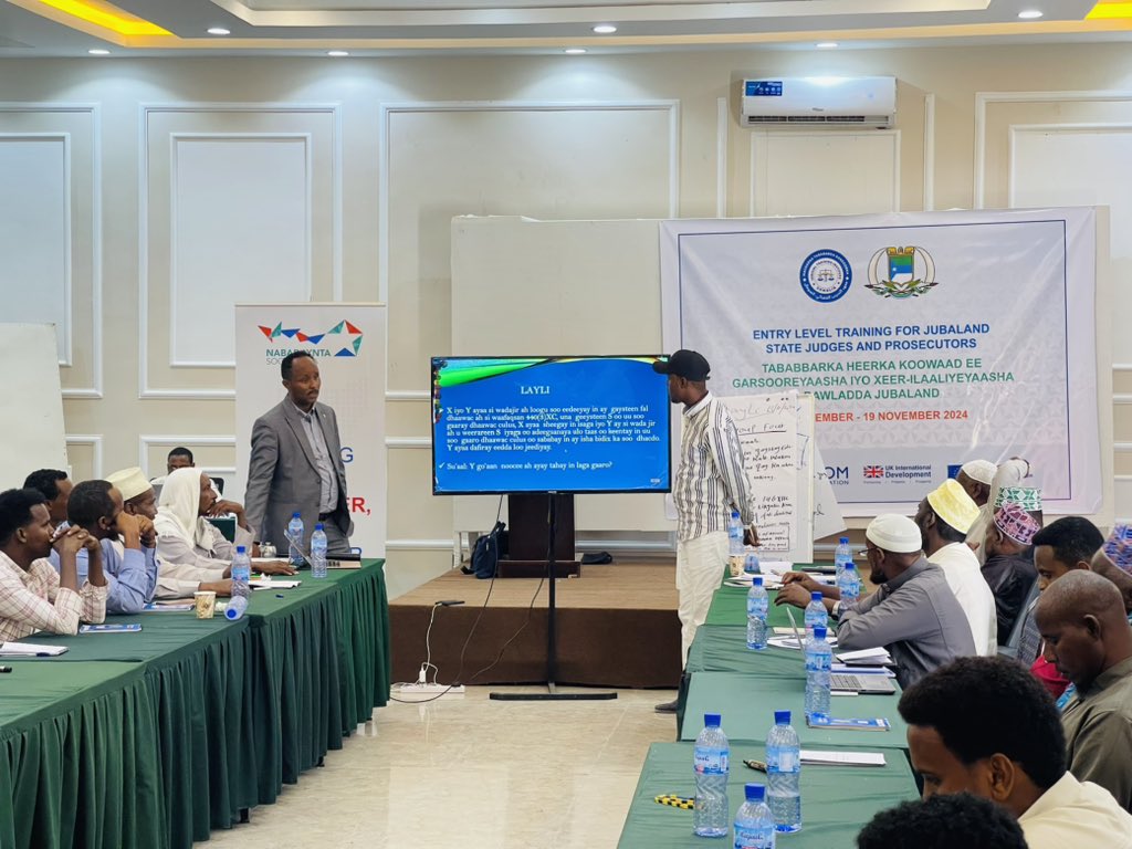 qadarhk's tweet photo. Day 4 of training @Nabadaynta is supporting the induction training for the new judges and prosecutors in Jubaland focusing legal principles, procedural requirements, ethical considerations and best practices with @SomaliaJti 

@IOM_Somalia @UKinSomalia @EU_in_ https://t.co/2NWYWQV2lv