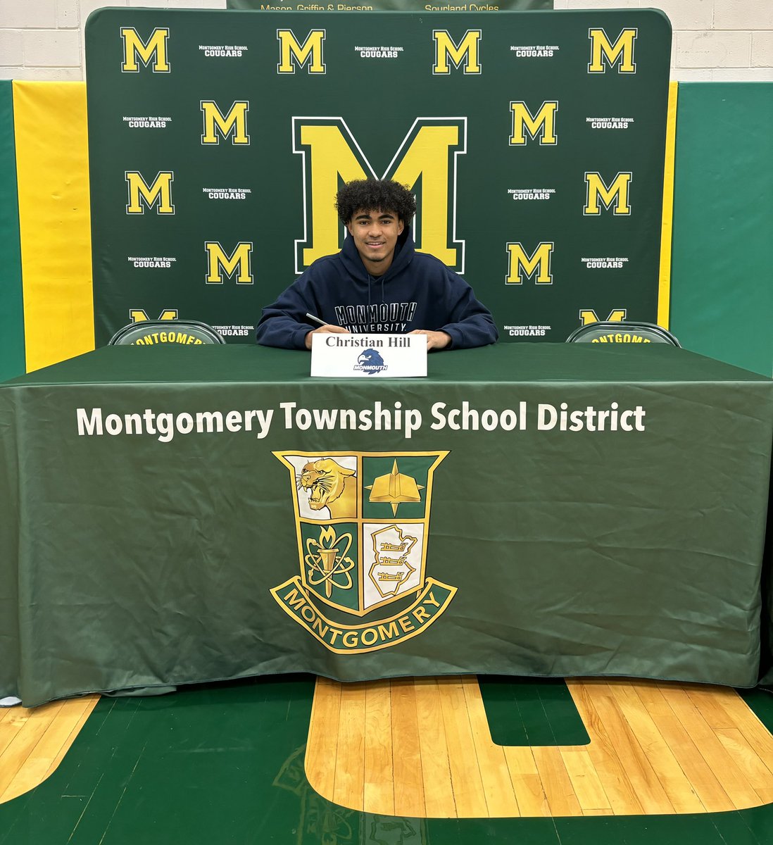 MHS Athletics (@mhscougarsports) on Twitter photo CONGRATS to John Donahue (Baseball - Seton Hall) & Christian Hill (Track & Field - Monmouth) on signing their Division 1 NLI today!!!
<a href="/PrincipalPino/">Heather Pino-Beattie</a>
<a href="/MontyTrackandXC/">MontyXC&TF</a>
<a href="/MontgomeryBB3/">Kris Grundy</a> CONGRATS to John Donahue (Baseball - Seton Hall) & Christian Hill (Track & Field - Monmouth) on signing their Division 1 NLI today!!!
<a href="/PrincipalPino/">Heather Pino-Beattie</a>
<a href="/MontyTrackandXC/">MontyXC&TF</a>
<a href="/MontgomeryBB3/">Kris Grundy</a>