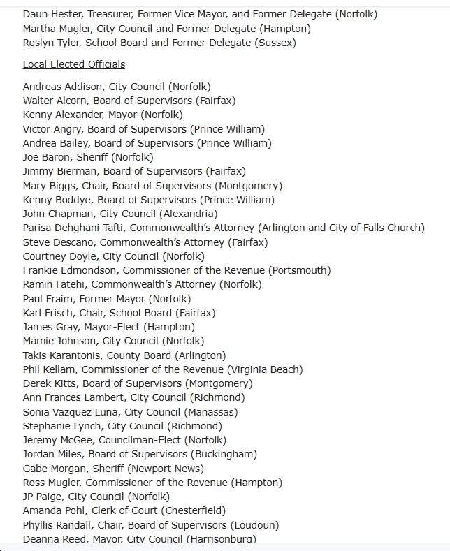 bluevirginia's tweet photo. Tons of endorsements for @jonesjay's AG campaign https://t.co/N0l1w224eY https://t.co/CDWdtXWpNt