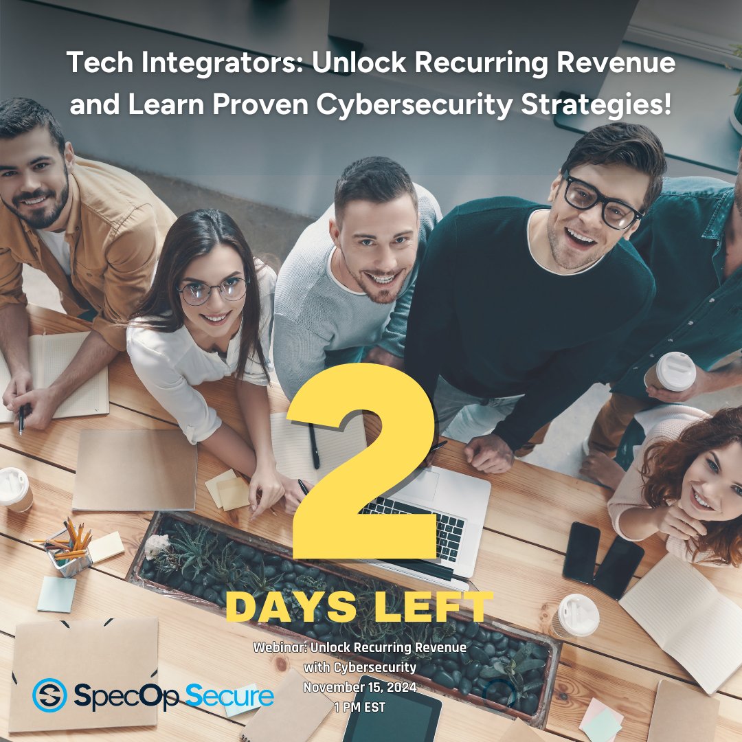 SpecOpSecure's tweet image. Want steady income? Recurring revenue is the future! In 2 days, Farr Shepherd reveals how to offer ongoing cybersecurity services to keep clients paying monthly. 🛡️

➡️ Secure your seat now! d-cy.net/specopsecurewe…

#IntegratorSolutions #CyberSecurityWebinar