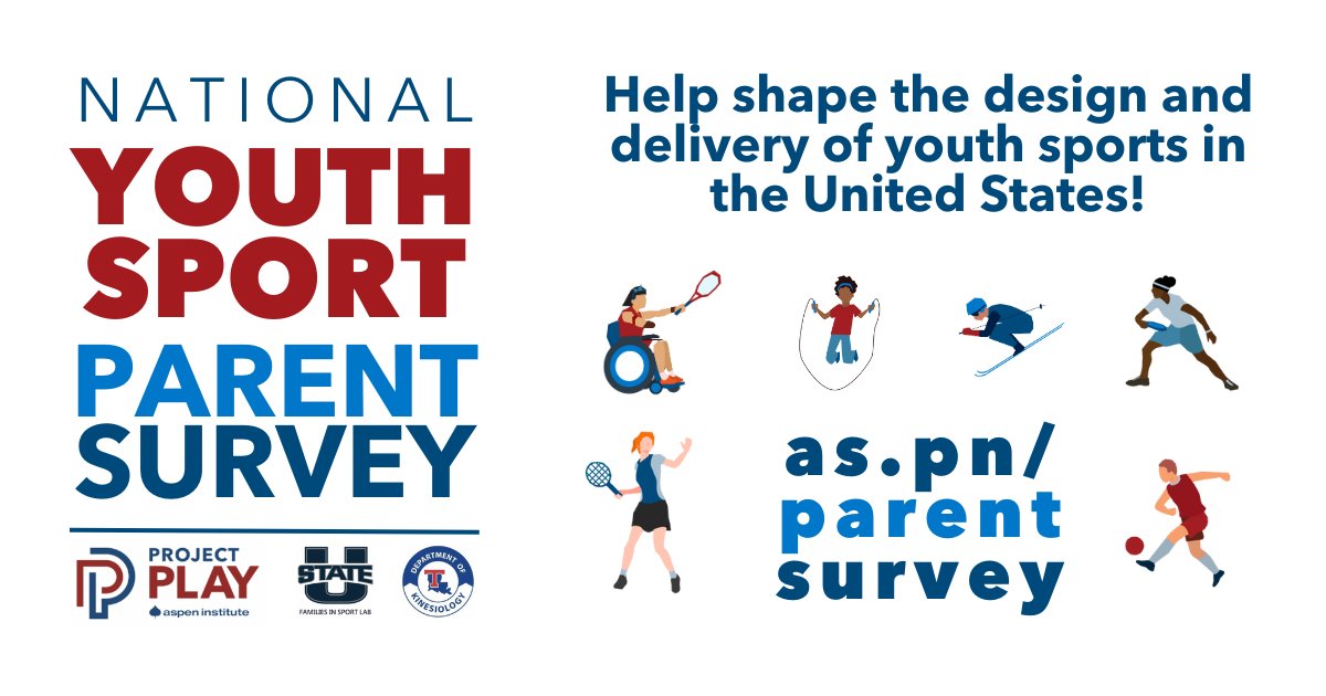 Aspen Sports & Society (@aspeninstsports) on Twitter photo Calling all youth sports parents: Please take the <a href="/AspenInstitute/">The Aspen Institute</a>'s national survey with <a href="/FamiliesInSport/">Families in Sport</a> to help assess the role parents have on their child's sports experiences. The survey takes 15-20 minutes. #ProjectPlay
Survey: usu.co1.qualtrics.com/jfe/form/SV_0U… Calling all youth sports parents: Please take the <a href="/AspenInstitute/">The Aspen Institute</a>'s national survey with <a href="/FamiliesInSport/">Families in Sport</a> to help assess the role parents have on their child's sports experiences. The survey takes 15-20 minutes. #ProjectPlay
Survey: usu.co1.qualtrics.com/jfe/form/SV_0U…