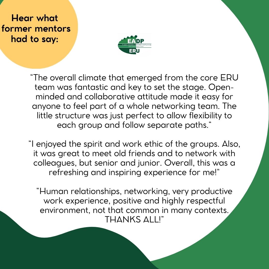 This is what former mentors had to say about the ERU-EADP Open Science Writing Week 2025: 

3/3   

#OpenScience #ResearchCollaboration #EarlyCareerResearchers #ERUEADP