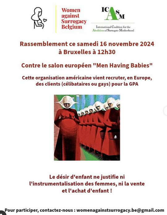 CIAMS_Coalition's tweet photo. 🚨dénoncer la #marchandisation des #femmes et des #enfants #GPA au cœur de l'Europe : 
✊✊✊ manifestation 
samedi 16 novembre à #Bruxelles à 12h30

contact : womenagainstsurrogacy.be@gmail.com https://t.co/pT7Rh2vduR