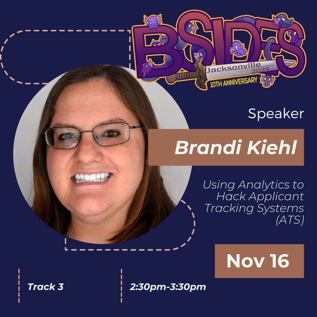 Meet our amazing speakers! Brandi Kiehl #convention #cybersecurity #infosec #jaxfl #bsides #bsidesjax