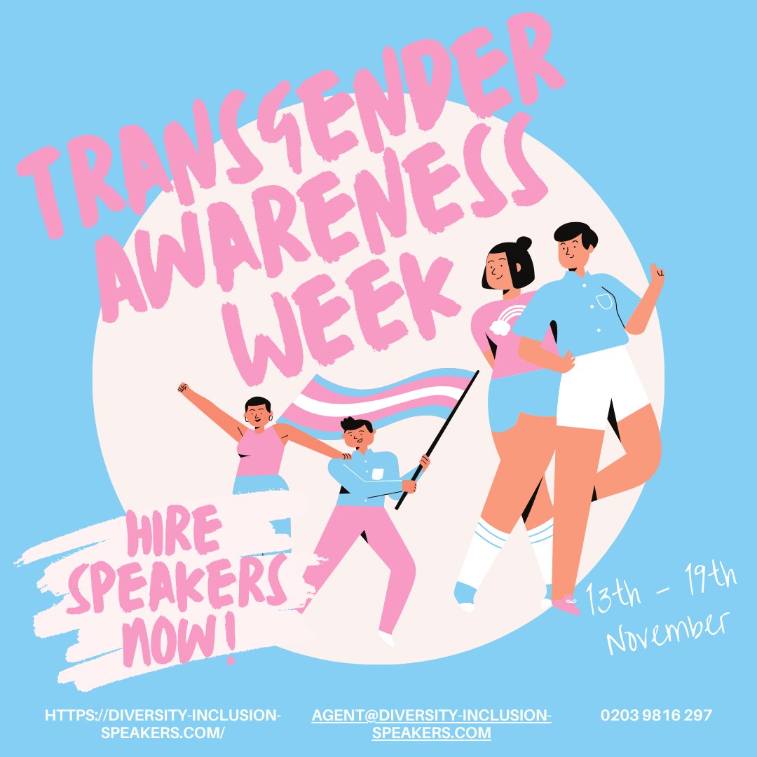 Diversity & Inclusion Speakers Agency (@diversity_agent) on Twitter photo 🌈 It’s #TransgenderAwarenessWeek! Let’s uplift trans voices, broaden our understanding, and promote inclusivity. At Diversity & Inclusion Speakers Agency, we stand with the trans community, championing respect and equality. #TransAwareness
Learn more: diversity-inclusion-speakers.com/topics/lgbt/ 🏳️⚧️ 🌈 It’s #TransgenderAwarenessWeek! Let’s uplift trans voices, broaden our understanding, and promote inclusivity. At Diversity & Inclusion Speakers Agency, we stand with the trans community, championing respect and equality. #TransAwareness
Learn more: diversity-inclusion-speakers.com/topics/lgbt/ 🏳️⚧️