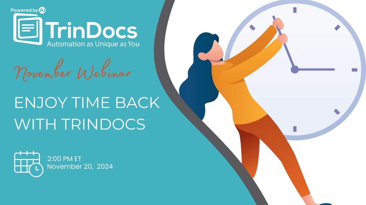 trindocs's tweet image. Next week! 🕰️ Enjoy Time Back with TrinDocs

Revel in the luxury of reclaimed time during Month-End Close with TrinDocs!

📅 Wednesday, November 20
⌚ 2:00 pm ET
🔗 trindocs.com/resources/#web…

#TrinDocs #APautomation #DocumentManagement #MonthEndClose