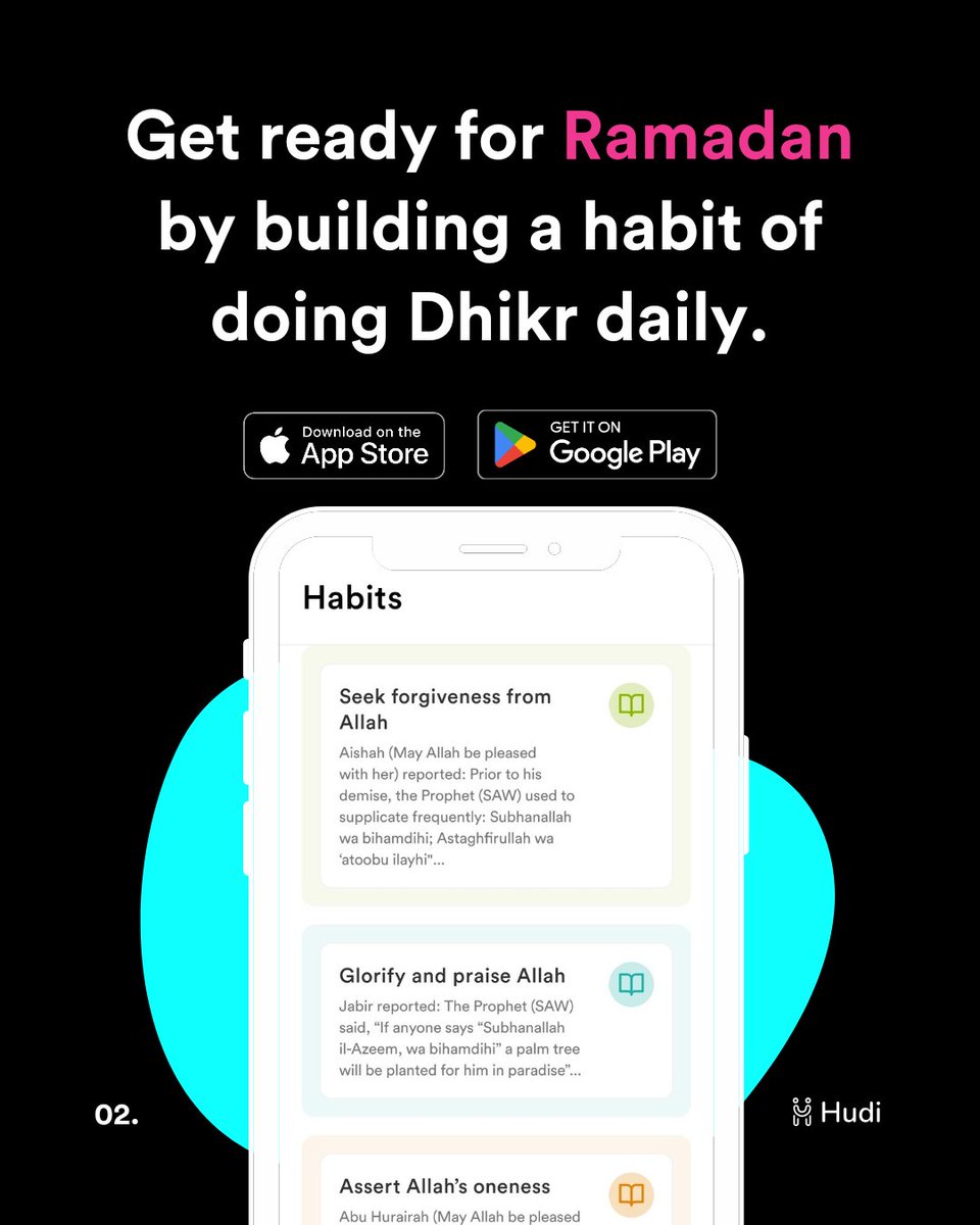 gethudi's tweet image. Allahuma Balighna Ramadan 🤲

Start preparing for Ramadan by taking conscious steps towards getting closer to Allah every day. Hudi will send you consistent reminders to engage in the remembrance of Allah. 

Click the link in bio to download Hudi today 

#ramadan #muslimapp