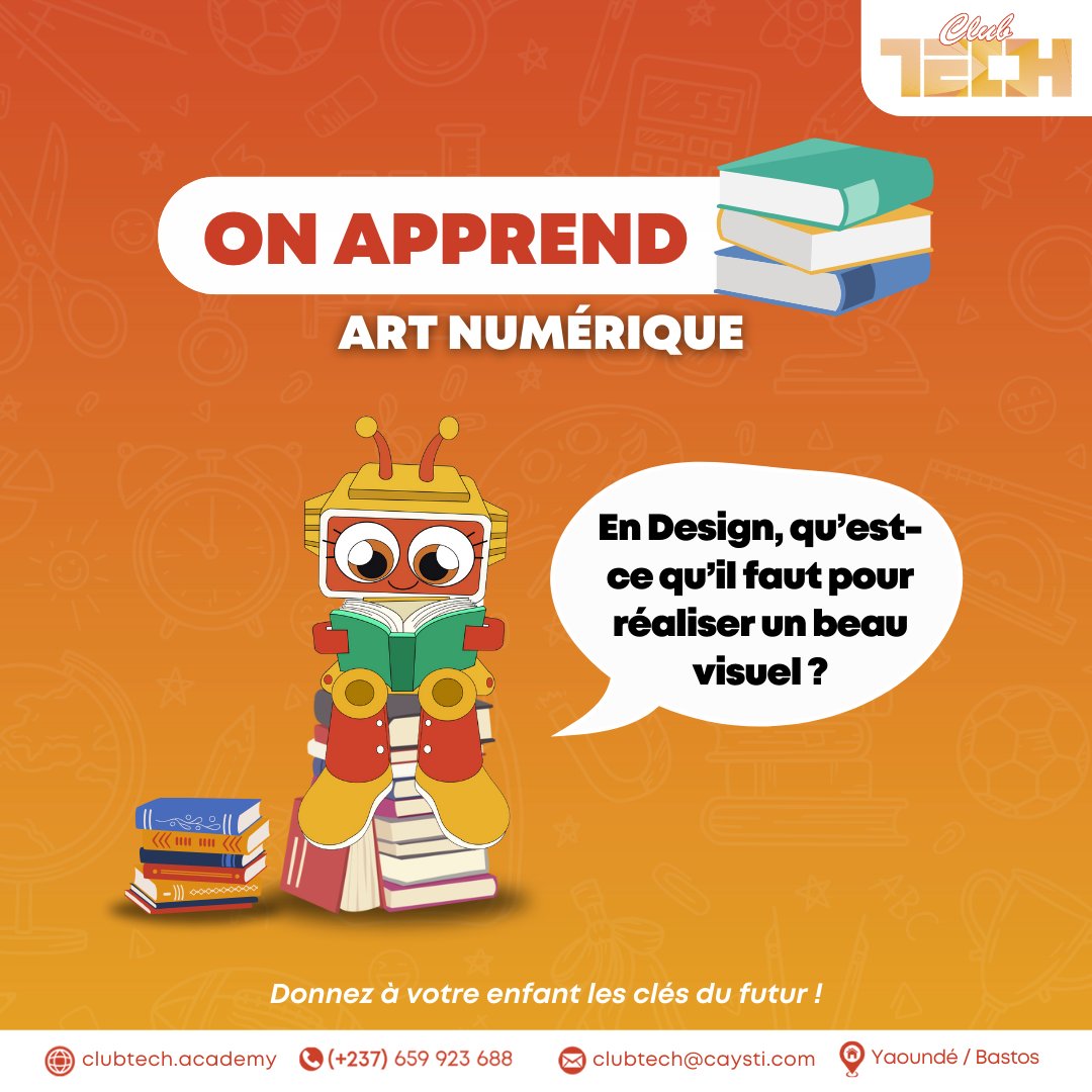 CAYSTI237's tweet photo. Quelques minis conseils pour vous mettre dans le bain de l'Art Numérique🎨🖼… Si tu veux aller plus loin, le CLUB TECH est là pour toi.
🚨Pour plus d'informations, contacter le (+237) 659 923 688
#caysti #clubtechbycaysti #educationintentionnelle #Yaounde #Cameroun https://t.co/tsQeatNtk2