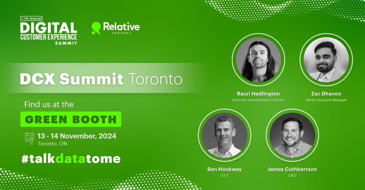 🚀 The November tour continues... We are heading to Toronto for the DCX Summit! Be sure to say hi to Zac, Rauri, and James. Plus, don’t miss our CEO Ben’s presentation: "Using analytics in navigating customer journeys."

We can’t wait to meet you all! 🍁 #DCXSummit #TalkDataToMe