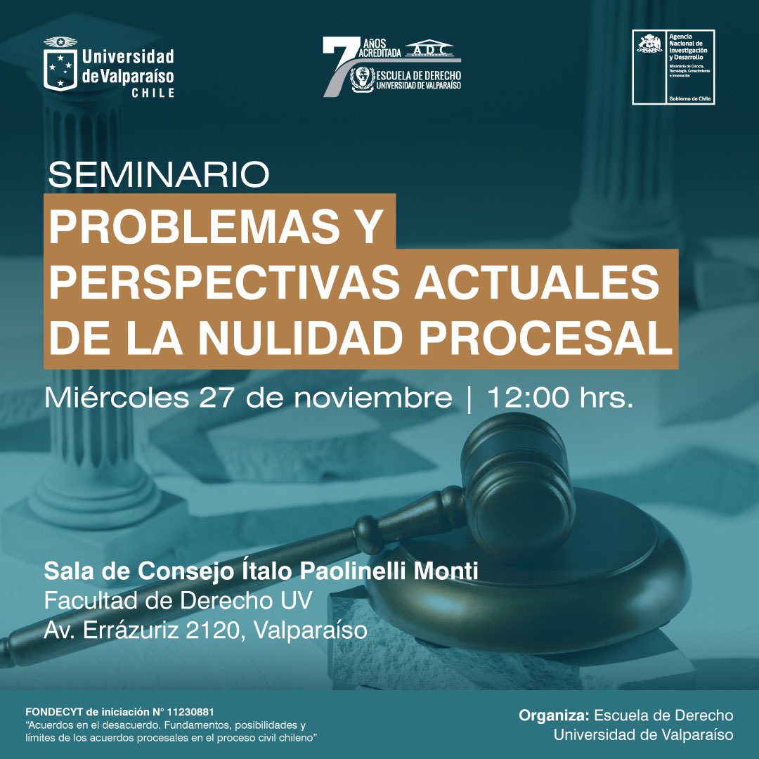 ProcesalRed's tweet photo. Estimados profesores y estimadas profesoras: Todos cordialmente invitados a este seminario "Problemas y perspectivas actuales de la nulidad procesal". Expondrán profesores de nuestra Red. También se transmitirá por Youtube. https://t.co/PAy9BcSwhZ