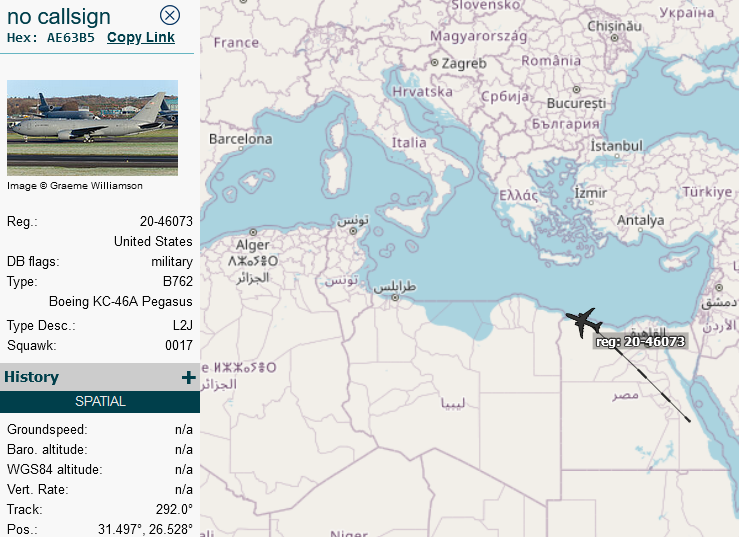 SirListenalot's tweet photo. #KC46 #BLUE27 passed N314942E0265248 at 1357z, FL290, estimate METRU at 1419z, ARLOS next. I assume BLUE27 is with some "AK" #F22's (#TABOR21) ๐ https://t.co/paweijInWl