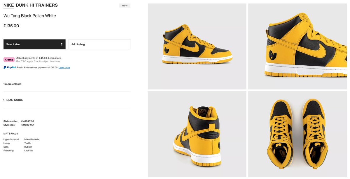 thesolerestocks's tweet photo. #ad Nike Dunk High Wu-Tang has sizes back at Offspring. 

Link > https://t.co/uANmbC9qdv https://t.co/I7WIiUD0hs