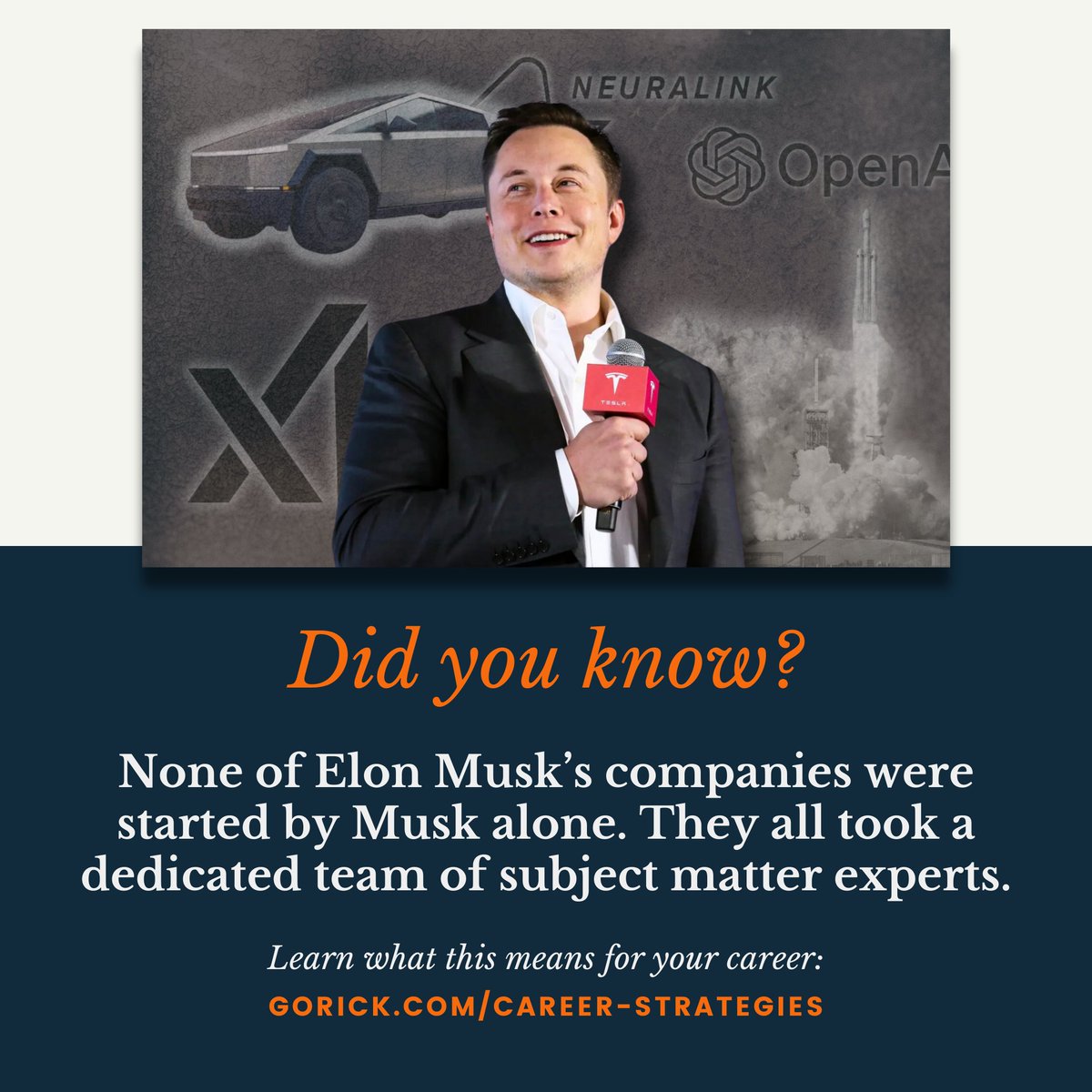 Gorick Ng (@gorickng) on Twitter photo Did you know? None of <a href="/elonmusk/">gorklon rust</a>'s companies were started by Musk alone. They all took a dedicated team of subject matter experts.
What does this mean for your career?
Sign up here to find out 👇
gorick.com/career-strateg…
#CEO #Entrepreneurship #Technology Did you know? None of <a href="/elonmusk/">gorklon rust</a>'s companies were started by Musk alone. They all took a dedicated team of subject matter experts.
What does this mean for your career?
Sign up here to find out 👇
gorick.com/career-strateg…
#CEO #Entrepreneurship #Technology