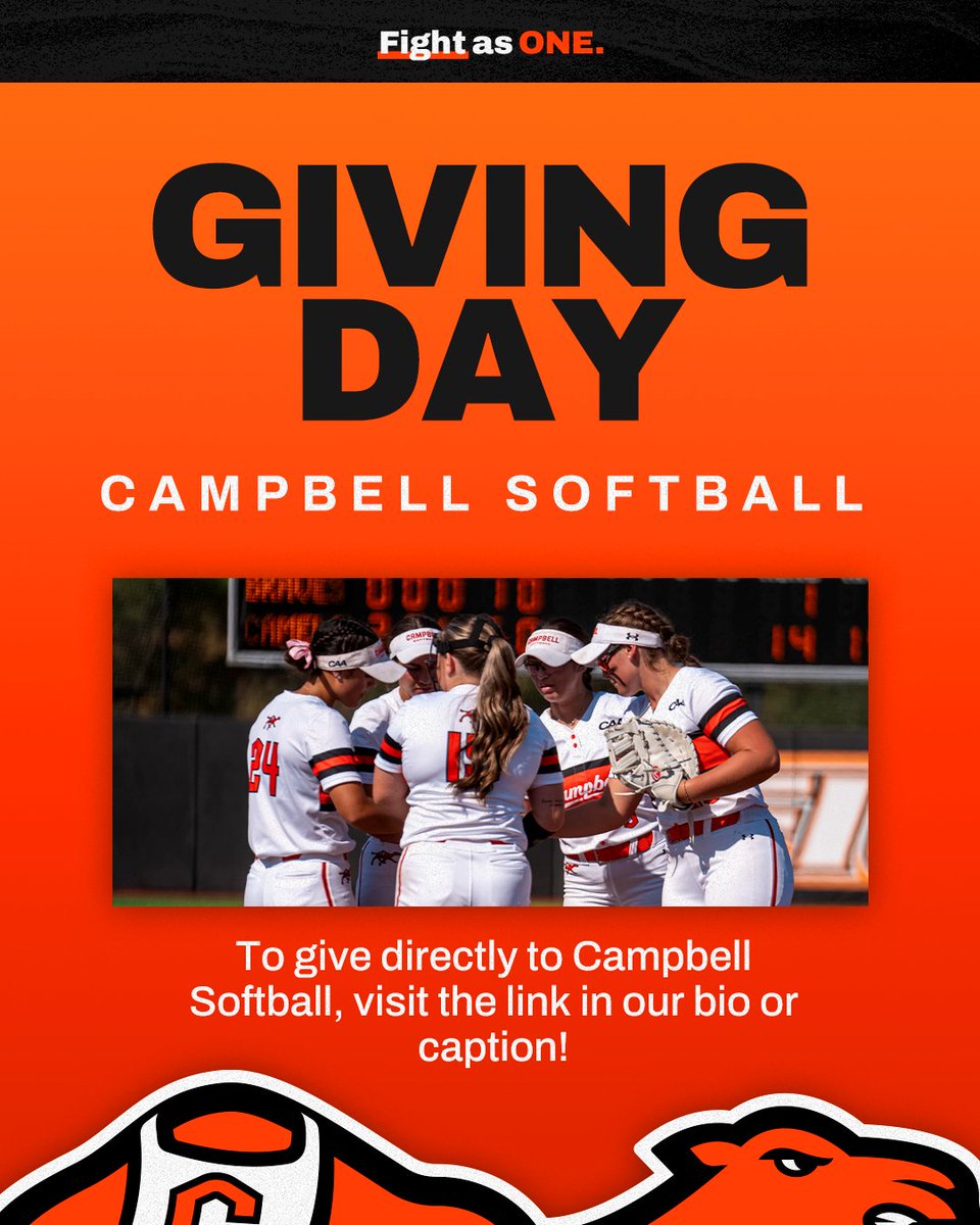 It's Giving Day! 🧡

Visit the link in our bio (or below) to give today! Once you click the link, the "Give Now" button will take you where you need to go.

🔗: givecampus.com/schools/Campbe…

#FightAsONE | #RollHumps🐪🥎