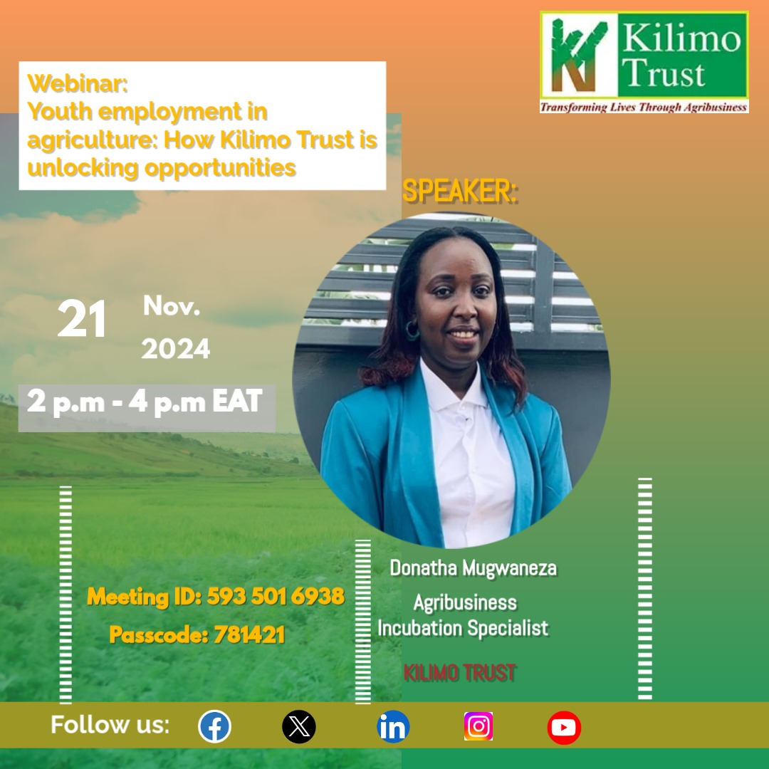 kilimoEAC's tweet photo. Are you ready?
We are now just  8⃣ days to our webinar on Youth employment in Agriculture.

Register here 👉🏿 https://t.co/6kVixd3B4W https://t.co/wGr6eJq9KL