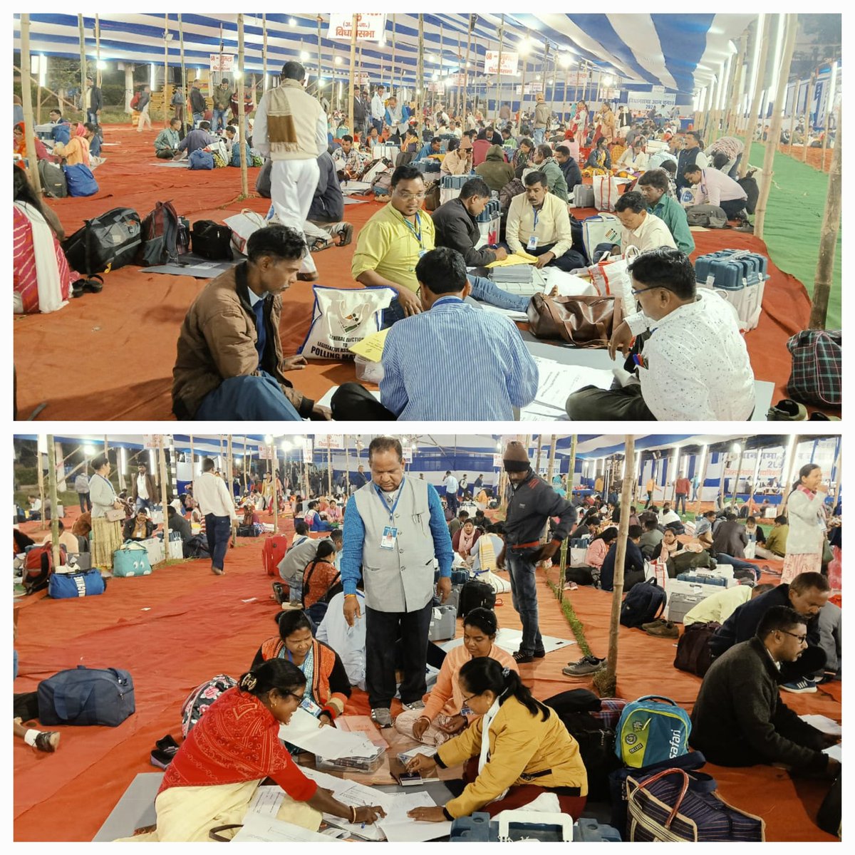 मतदान संपन्न होने के बाद मतदान कर्मी ईवीएम रिसीविंग सेंटर में ईवीएम जमा करने पहुंचे, उन्होंने मुस्कुराते हुए कहा कि हमें गर्व हैं कि हमने लोकतंत्र के इस पर्व में अपनी भागीदारी निभाई ।