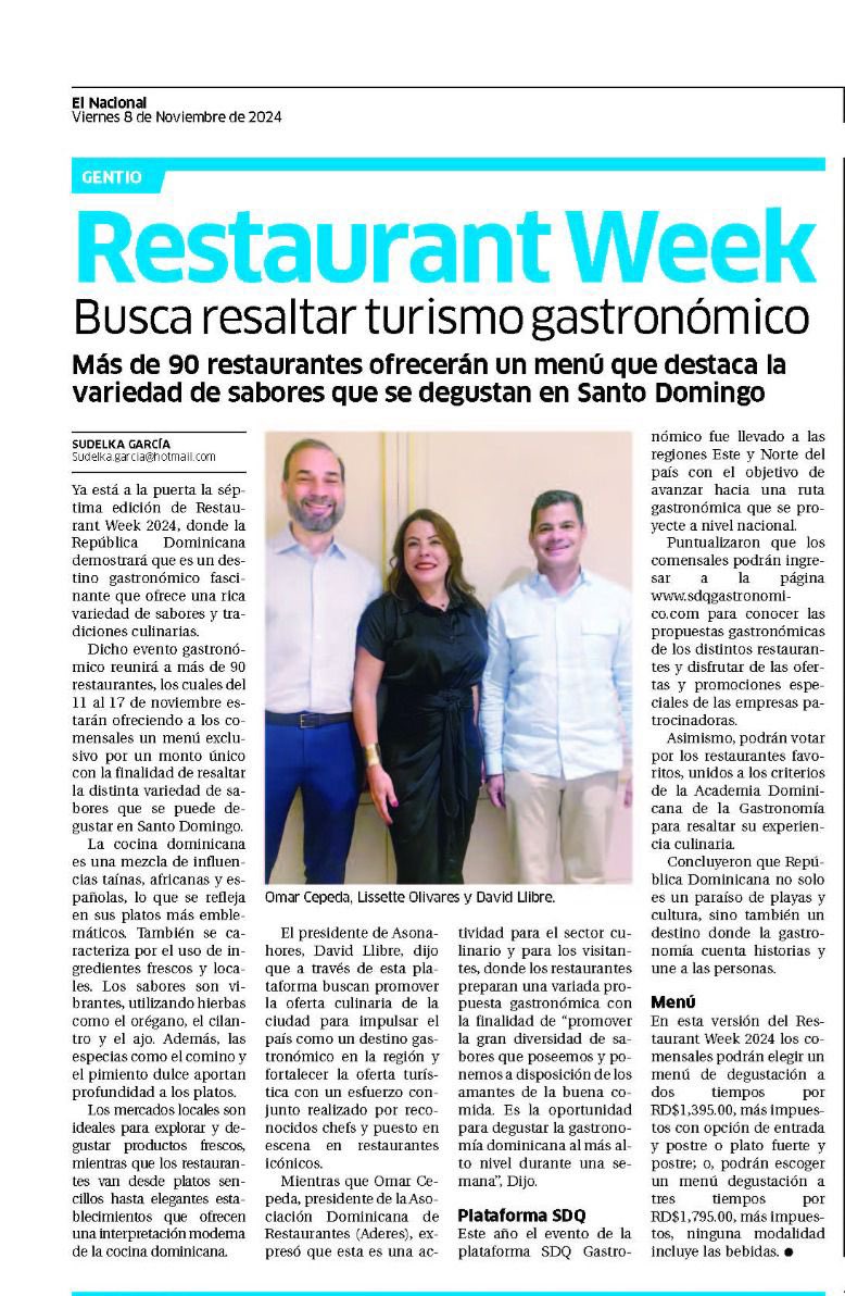 Un evento con más de 90 restaurantes para resaltar el turismo gastronómico 🍽️ 

elnacional.com.do/restaurant-wee…

<a href="/TurismoRD/">Ministerio de Turismo RD</a> <a href="/AsonahoresRD/">Asonahores</a>