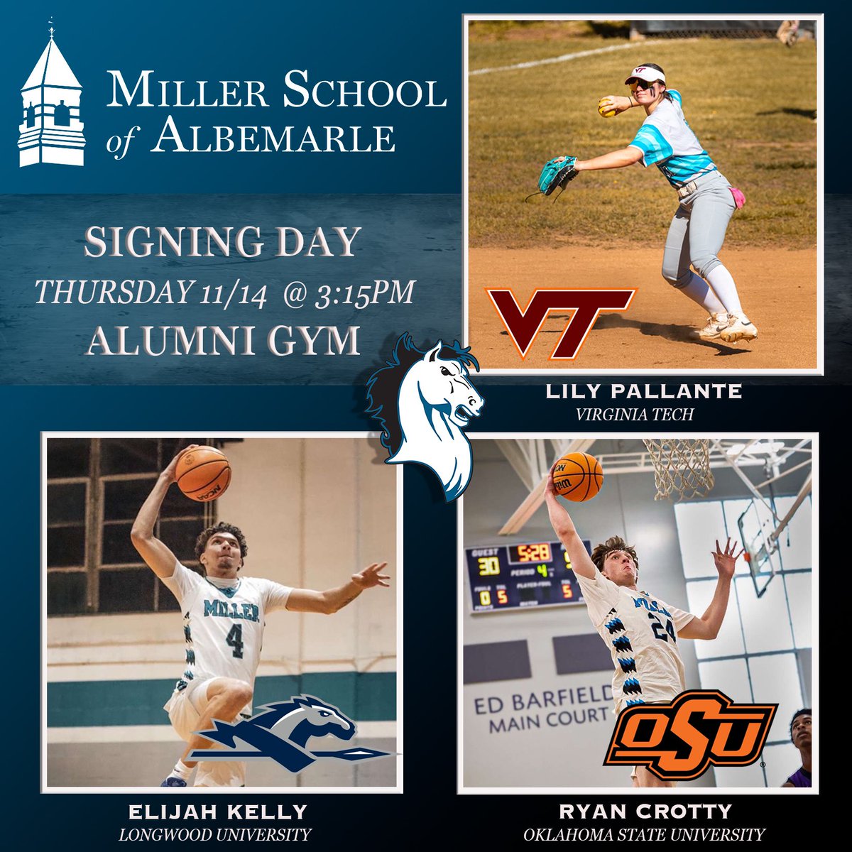 Miller_Softball's tweet photo. Congratulations to these three Maverick athletes. @scrimmageplay @CvilleVarsity @CBS19Sports @DailyProgress https://t.co/UwZKq20qnV