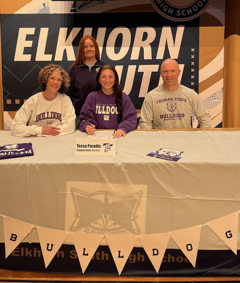 ESgirlssoccer's tweet photo. We are so incredibly proud of Tessa Paradis for signing with Truman State! They are getting an incredible leader, player, teammate, and person. Tess - you have worked so hard for this and we are beyond excited for you! 💙⚽️💜@ParadisTessa https://t.co/YYef7htt2I