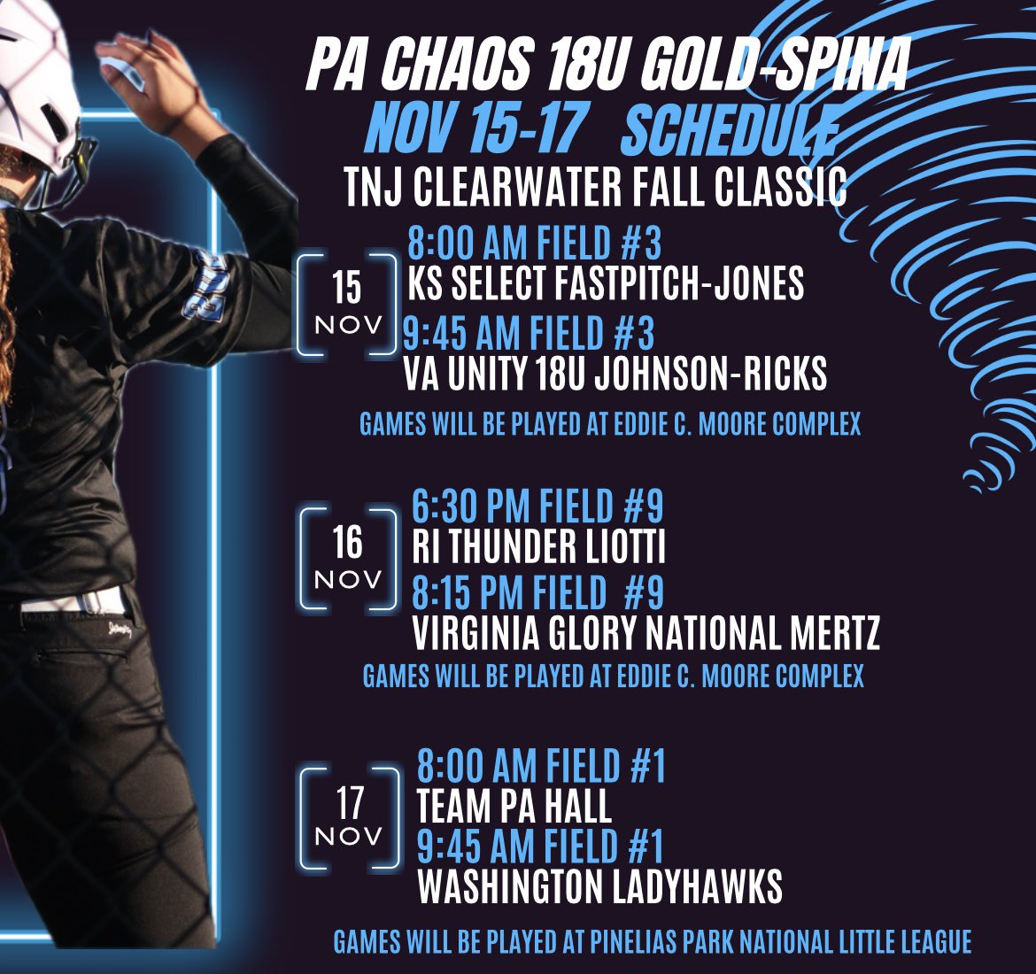 Our last tournament of the fall is this weekend in Clearwater, FL…come check us out!