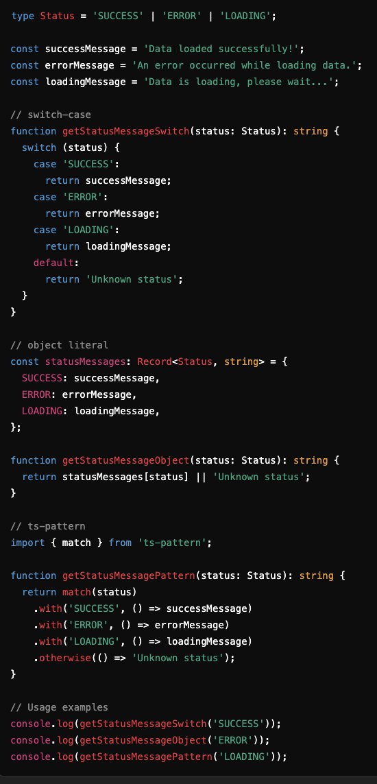 phongharit_p's tweet image. If you're using switch-case to handle conditional statements beyond if/else, there are other effective methods worth exploring. For more information, check out my blog: link.medium.com/JxWo6G1CuOb
#JavaScript #TypeScript #ConditionalStatements #CleanCode #ProgrammingTips
