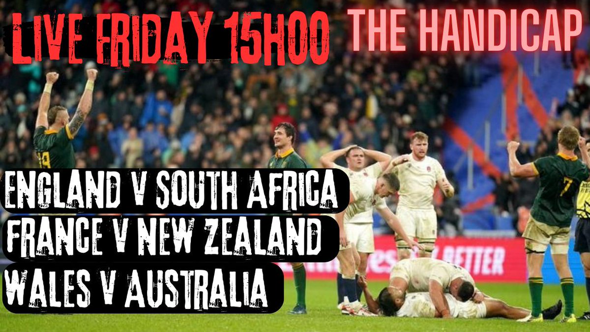 BrentGraham's tweet photo. This week THE HANDICAP our live rugby betting show will be airing at 15h00 on Friday - set a reminder &amp; subscribe at the link below #IREvARG #ENGvRSA #FRAvNZL @goodforthegame #Notethetime 

https://t.co/60u3Dru6b0 https://t.co/j9ikrv7gAF