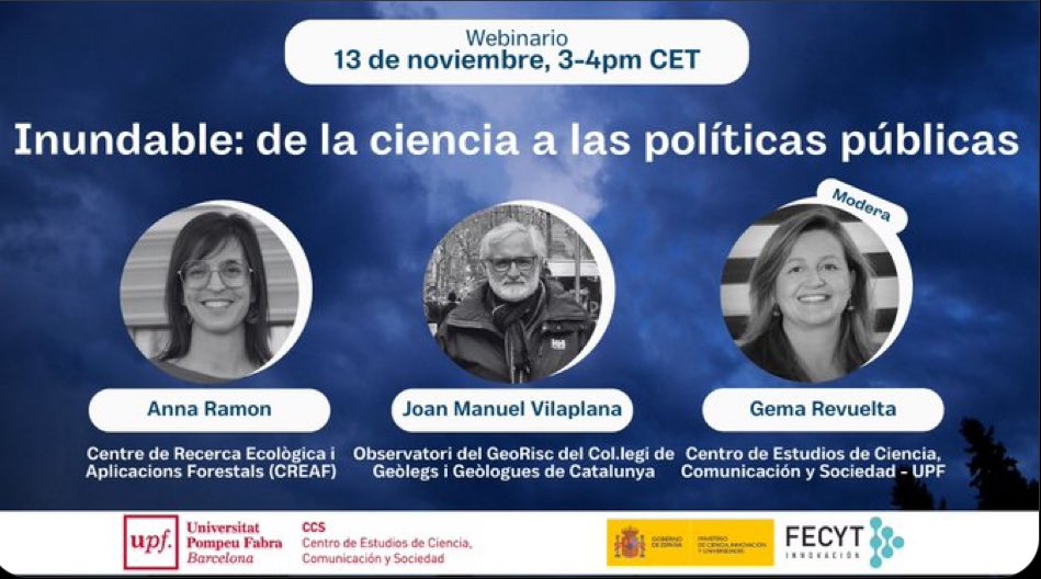 iris_anfruns's tweet photo. Conectada al Webinario #INUNDABLE: De la ciencia a las políticas públicas.
Mañana colgarán el vídeo en youtube por si hoy no os habéis podido conectar.
#mcc30 #mccupf .@ccupf https://t.co/sG8PUu09GK