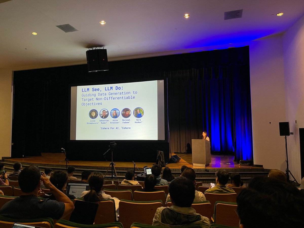 Cohere_Labs's tweet photo. It's day 2 at @emnlpmeeting and we're excited to share research, connect with and learn from more researchers from around the world who have gathered in Miami.

Thanks to all those who checked out our lab's research yesterday, presented by @____aakanksha and @lushimabucoro. https://t.co/ugs8r4WCph