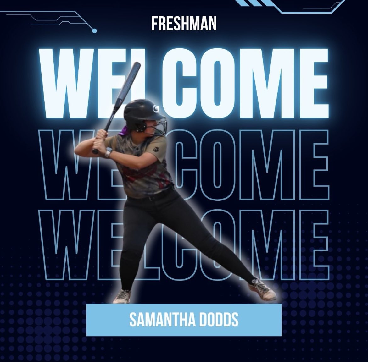 Meet Freshman Samantha Dodds
Hometown: Canton, Mississippi 
Major: Nursing 
Position: 1st/ catcher 
Favorite color: Blue💙