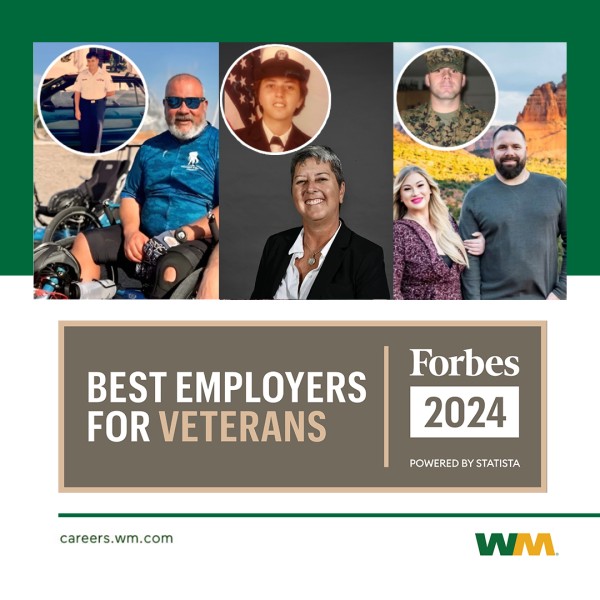 LukeMurray44's tweet photo. Have you heard? WM has been recognized as one of @Forbes Best Employers for Veterans for creating a workplace where former and current members of the military can thrive. At WM, we value the unique skills, dedication and leadership that veterans bring to their work. 
 
Inter... https://t.co/SRQxPfKM0W