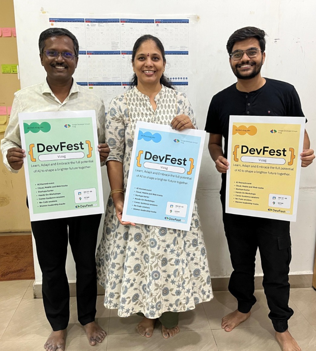 Meet the amazing team behind DevFest Vizag 2024! 🌟

This event wouldn’t be possible without the hard work, passion, and dedication of our incredible organizers. 🙌🎉

#DevFestVizag #OrganizersSpotlight #GDGDevFest2024