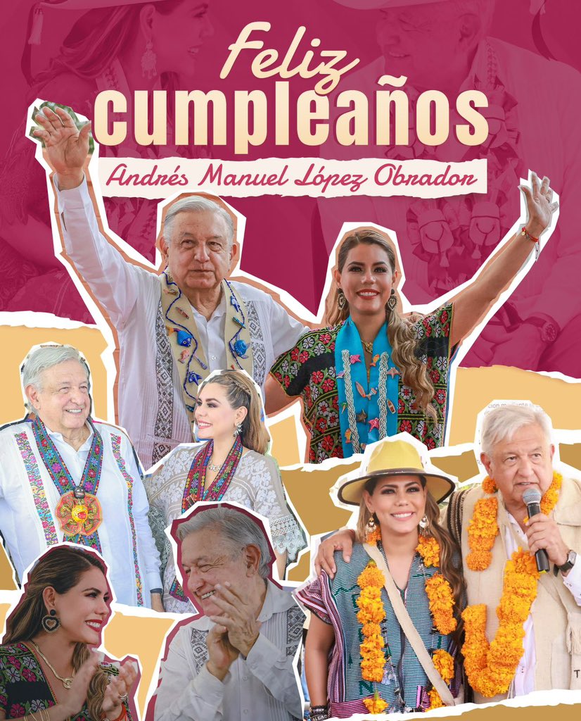 EvelynSalgadoP's tweet photo. Desde Guerrero envío mi más sincera felicitación a nuestro querido líder, amigo y hermano, Andrés Manuel López Obrador 🎂con motivo de su cumpleaños, quien está en el corazón del pueblo de México como el iniciador del gran movimiento de transformación, dejando una huella imborrable en la historia de nuestro país. 🇲🇽

Le envío un fuerte abrazo y mis mejores deseos para que este nuevo año de vida le traiga mucha salud, alegría y bendiciones. ¡Que pase un día muy especial, en compañía de todos sus seres queridos! ¡Muchas felicidades! 🎉