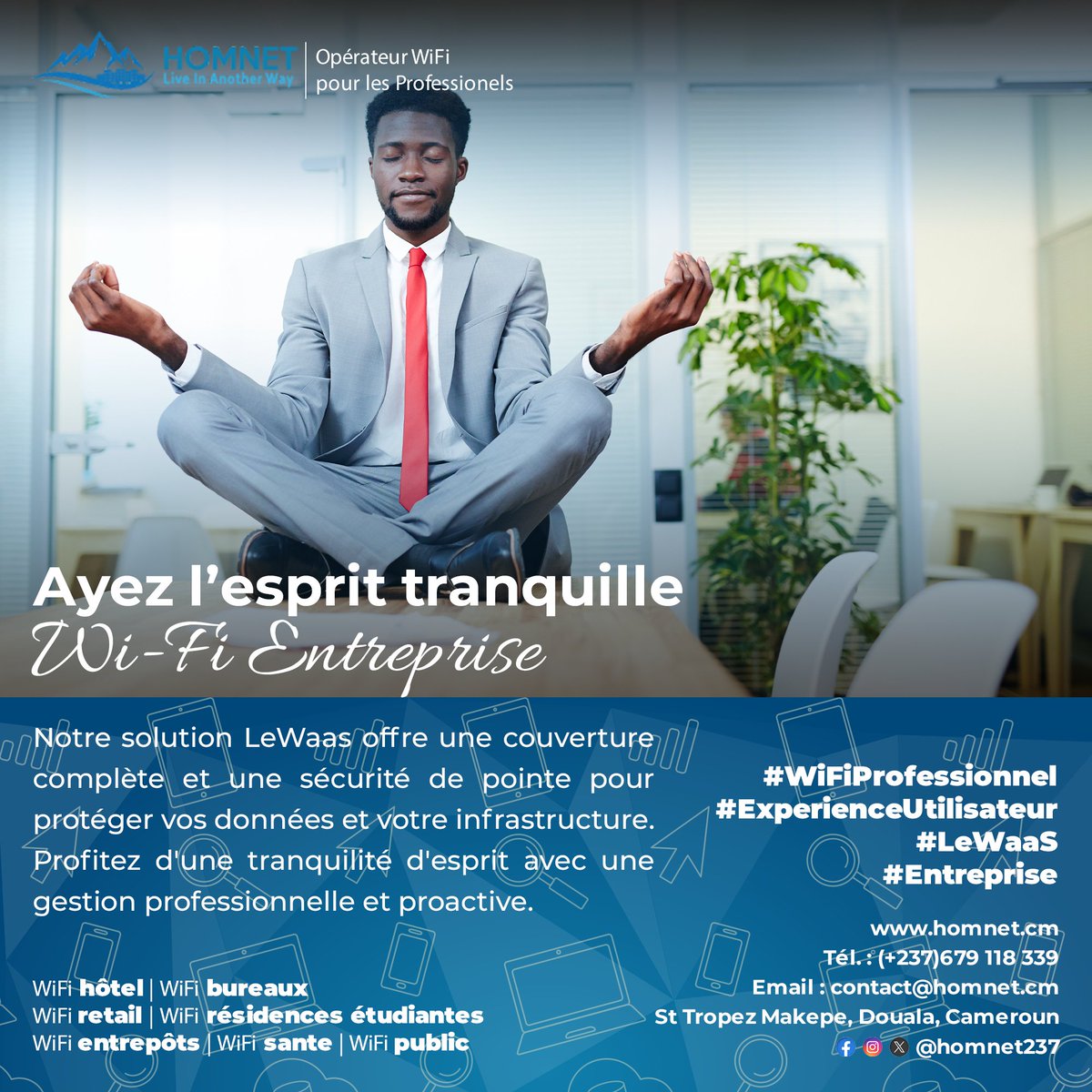 homnetsarl's tweet photo. [Votre Wi-Fi sécurisé avec LeWaas]

Notre solution LeWaas offre une couverture complète et une sécurité de pointe pour protéger vos données et votre 
infrastructure. Profitez d'une tranquilité d'esprit avec une gestion professionnelle et proactive. 
#LeWaaS #WifiProfessionnel https://t.co/6z9DALPdxI