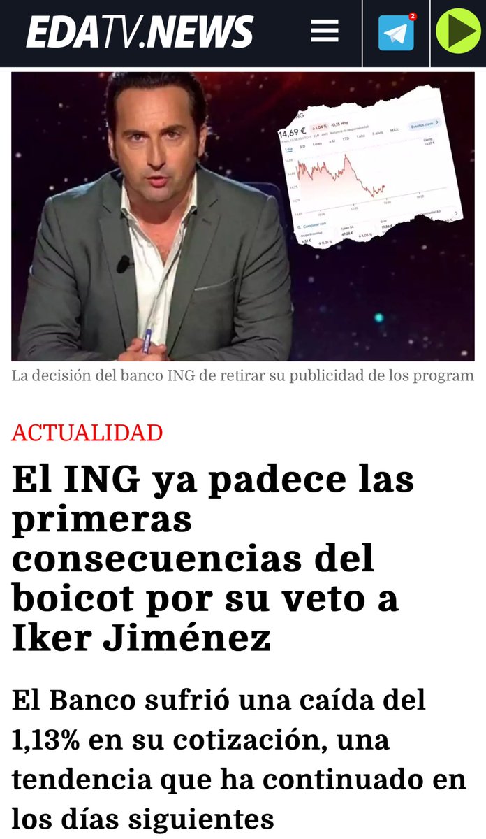 javiernegre10's tweet image. Espero que tomen nota otras empresas que se han puesto al servicio de la izquierda. Los ciudadanos han respondido al veto de @ING_es _ @navedelmisterio. Cualquier compañía que cancele a alguien por ideología le pasará lo mismo. Me alegro haber contribuido a esto