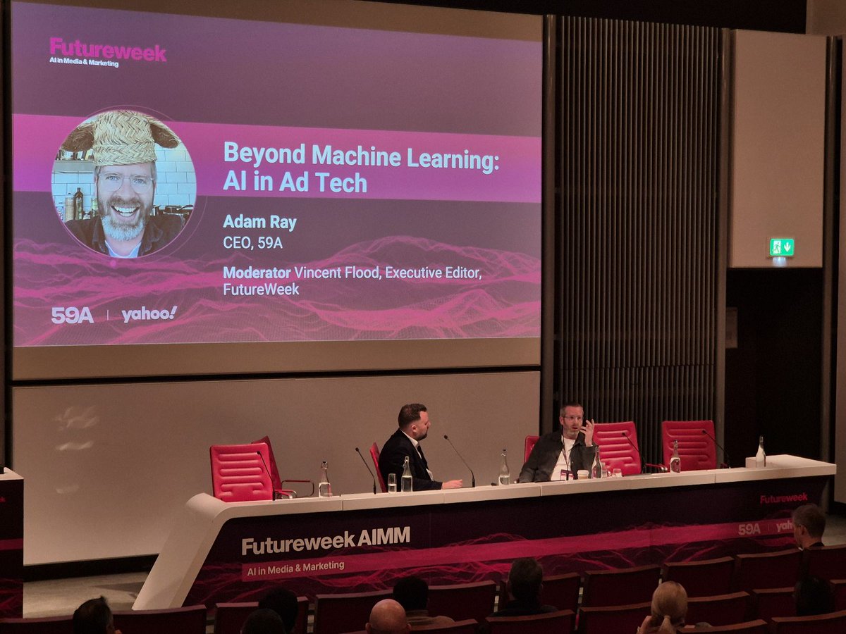 videoweek's tweet image. We heard from Adam Ray, 59A about the possibilities of AI in advertising tech, beyond machine learning.

#FWAIMM24 #FutureWeekAIMM #Media #AI #Advertising