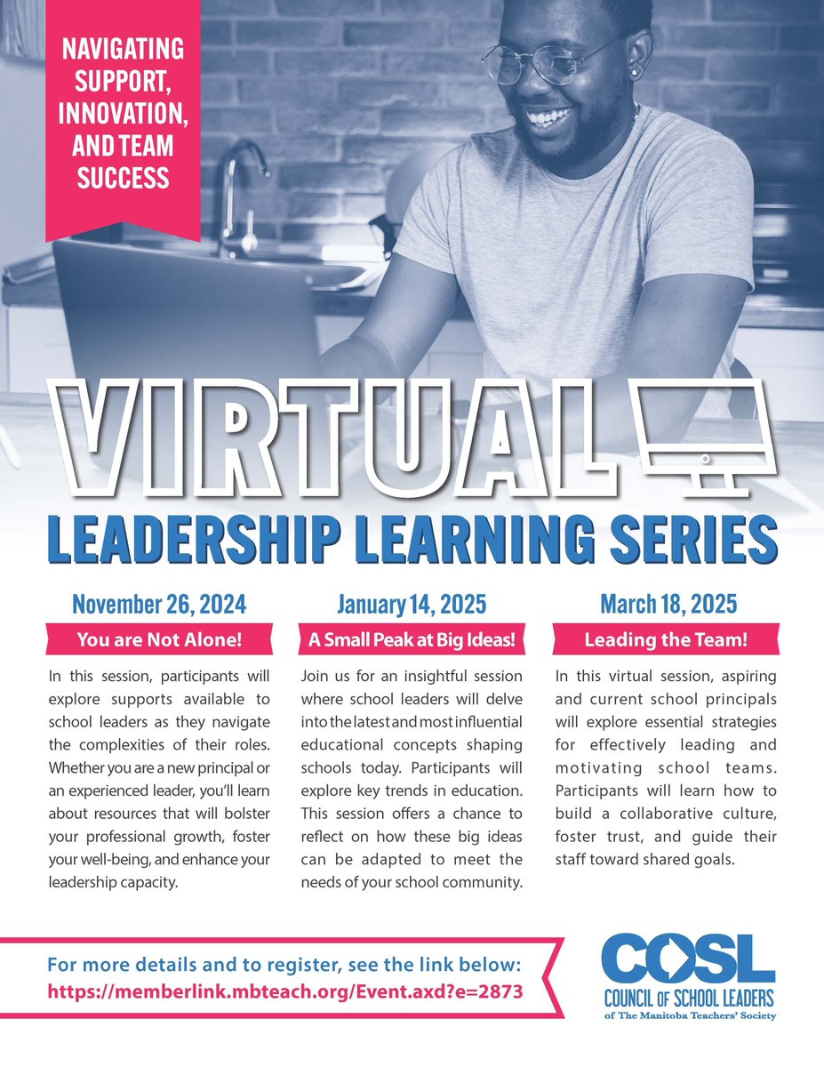 Chairperson, Council of School Leaders (@coslmbca) on Twitter photo The Virtual Learning Series starts on November 26 - register at mbteach.org. Check out the session topics below! The Virtual Learning Series starts on November 26 - register at mbteach.org. Check out the session topics below!