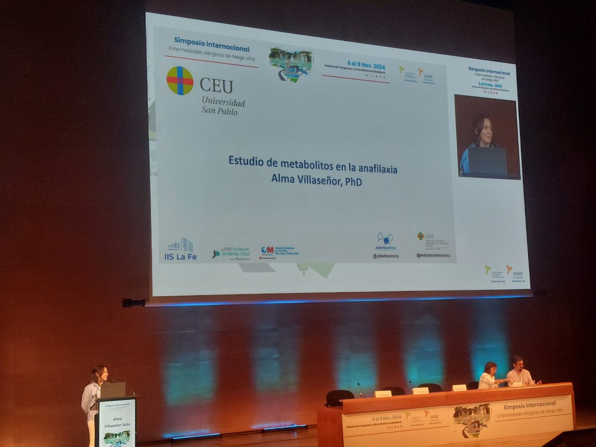🎉👏 Hoy queremos felicitar a nuestra compañera <a href="/ALMAVILLASEOR2/">ALMA VILLASEÑOR</a> por su gran presentación sobre el "Estudio de metabolitos en la anafilaxia," realizada el pasado 9 de noviembre en el #SEAIC2024 en Bilbao. Gracias a <a href="/SEAIC_Alergia/">SEAIC</a> por este gran evento. 🌍🔬