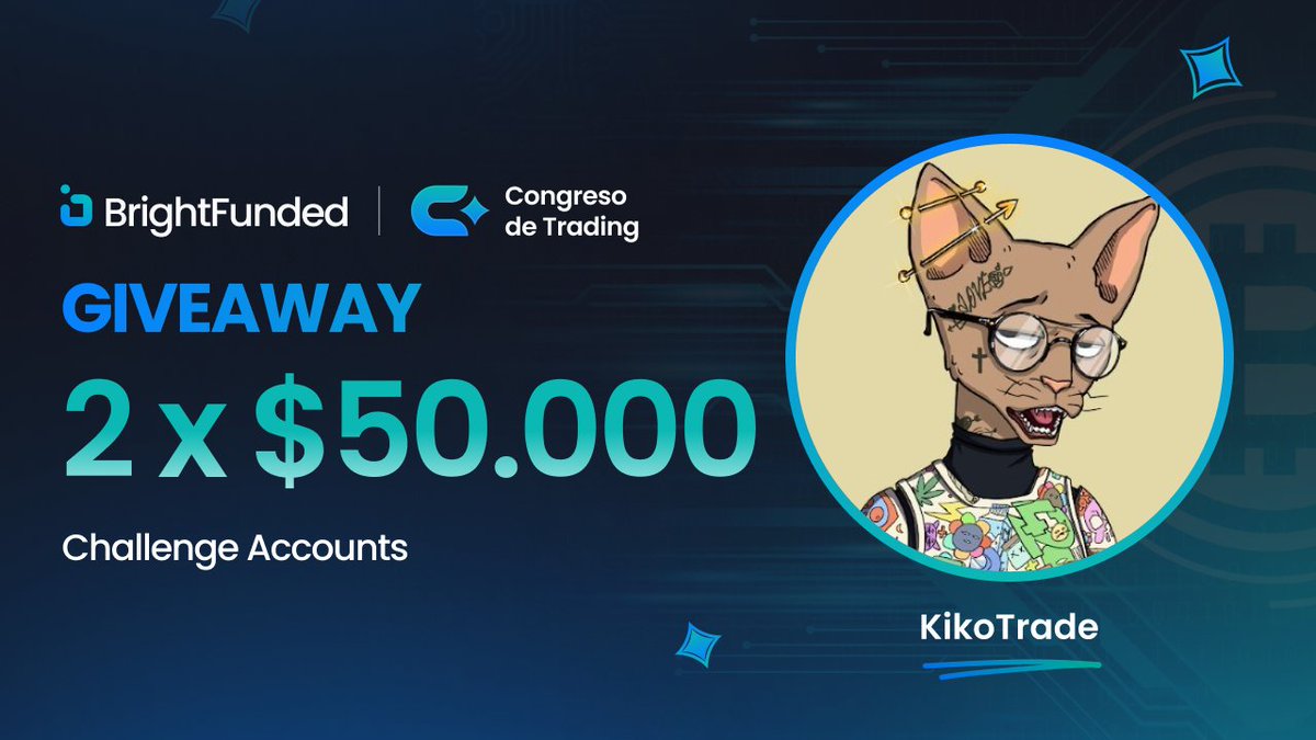 KikoKokiC's tweet photo. ¡Gran Oportunidad! Sorteo Exclusivo de Cuentas de Fondeo de @BrightFunded X2 CUENTAS DE 50K

Estamos emocionados de anunciar un sorteo único donde dos afortunados tendrán la oportunidad de obtener acceso completamente gratis a una prueba de cuenta fondeada de @BrightFunded, una de las firmas de trading más innovadoras y respetadas en el mercado.

¿Cómo puedes participar?

Síguenos: Asegúrate de seguir las cuentas oficiales de este sorteo:
@BrightFundedES
@KikoTrade 

Interactúa:
Dale Like ❤️ y Retweet a este post y menciona a dos amigos.

Detalles del Sorteo:
 El sorteo se llevará a cabo desde la publicación de este tweet hasta el Lunes, 18 de noviembre de 2024.
Premio:

Dos cuentas de fondeo de BrightFunded con un valor de  $50,000 USD cada una para pasar la prueba de evaluación.

Para ser elegible en el sorteo debe de estar registrado en @brightfunded a traves de  este enlace 
https://t.co/YJRXHwGWs2

EN CASO DE QUE ALGUNOS DE LOS GANADORES NO CUMPLA LAS CONDICIONES SE PASARÁ EL PREMIO AL SIGUIENTE AFORTUNADO.
#BrightFunded #Trading #SorteoDeCuentasFondeadas