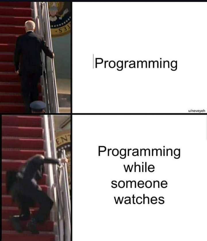 EM_GOM_'s tweet image. Programming solo vs. programming with an audience – it’s a whole different game! The pressure’s real, but every coder gets it. Debugging in peace hits different than debugging under watchful eyes! #CoderStruggles #ProgrammingLife #TechHumor #Debugging #UnderPressure #developers