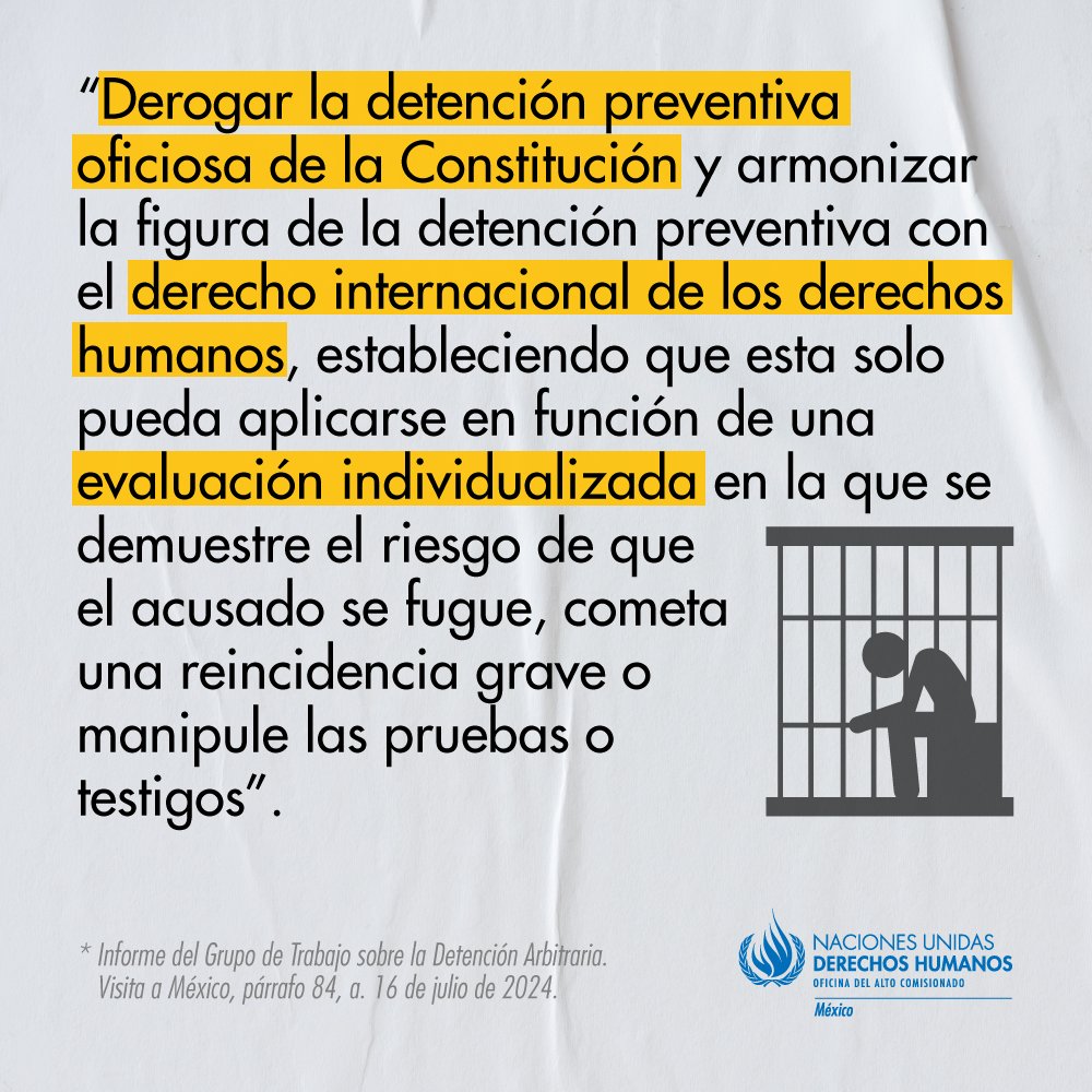 La reforma sobre Prisión Preventiva Oficiosa #PPO endurece y expande una medida que debería eliminarse. Hacer que la detención sea automática y se mantenga durante todo el proceso anticipa indebidamente un castigo y constituye una #DetencionArbitraria que expone a todas las