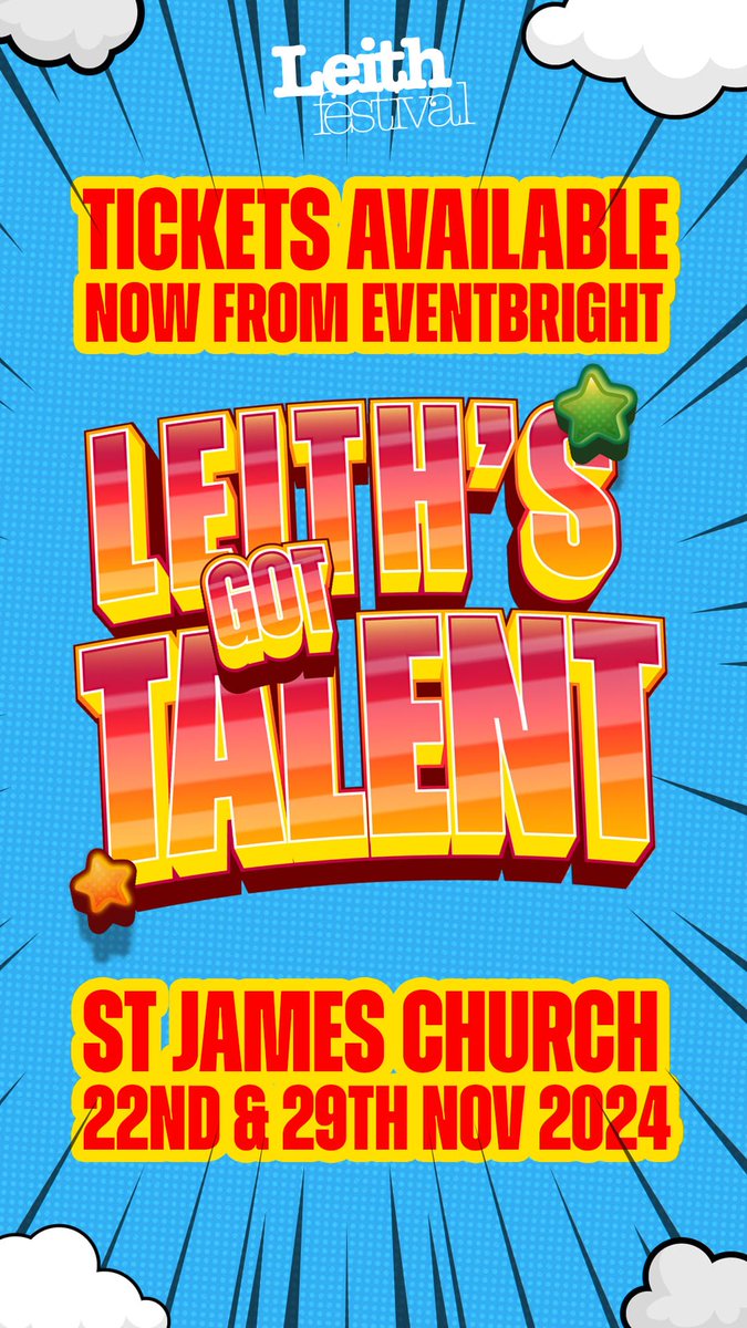 We are super excited to be the venue for Leith Festival's Leith's Got Talent events!! on Friday 22md and Friday 29th November -)