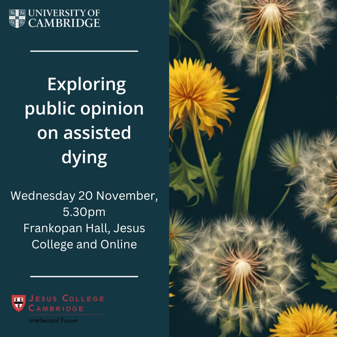 Cambridge Festival (@cambridge_fest) on Twitter photo Join members from <a href="/Nuffbioethics/">Nuffield Council on Bioethics (NCOB)</a> as they discuss findings from a recent public panel exploring the views of assisted dying in England.
Book your space online or in-person: bit.ly/4f5TOR5
<a href="/IntellForum/">Intellectual Forum</a> Join members from <a href="/Nuffbioethics/">Nuffield Council on Bioethics (NCOB)</a> as they discuss findings from a recent public panel exploring the views of assisted dying in England.
Book your space online or in-person: bit.ly/4f5TOR5
<a href="/IntellForum/">Intellectual Forum</a>